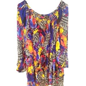 Melissa Paige Multicolor Abstract Animal Print Flowy tunic Top